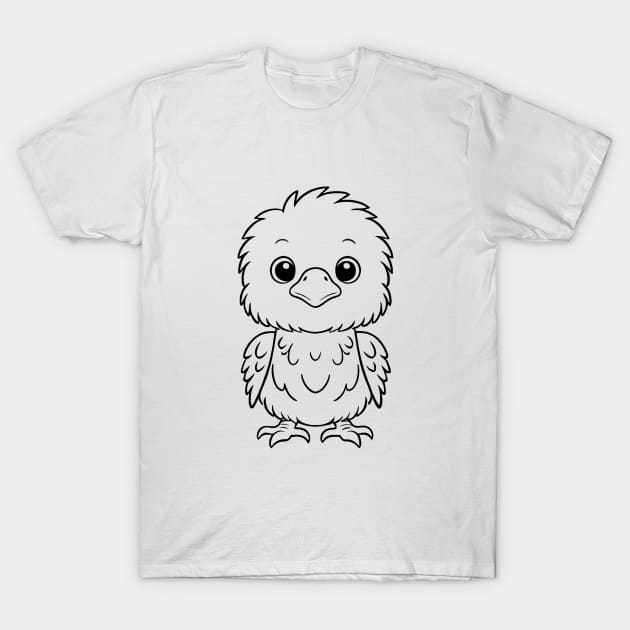 Cute Baby Eagle Animal Outline T-Shirt by Zenflow